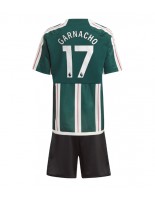 Manchester United Alejandro Garnacho #17 Venkovní dres pro děti 2023-24 Krátký Rukáv (+ trenýrky)